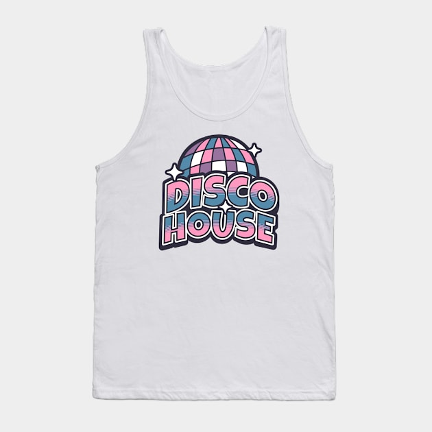 DISCO HOUSE  - Y2K Disco Ball (pink/slate blue) Tank Top by DISCOTHREADZ 